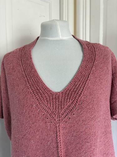 East Ladies Pink Cotton Silk Short Sleeve V Neck Knitted Jumper Top Size Large - Picture 7 of 16