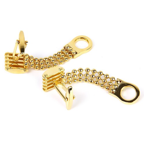 Cufflinks Cuff Links Men's Gold Wrap Around Chain Suit Shirt Wedding Party - Picture 8 of 9
