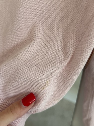 Cardigan femme Maison Margiela rose boutonné col V patch coude coton taille M - Photo 12/17