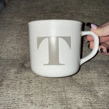 Things Remembered Letter T Initial White&Gray Mug Monnogram