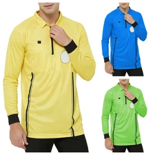 Mens Official Soccer Referee Jersey Long Sleeve USSF Pro Shirt Uniform