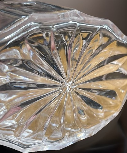 Vintage Art Deco geschliffenes Glas Floral Germany Kristall Parfüm Flakon mit Stopfen schwer - Bild 6 von 15