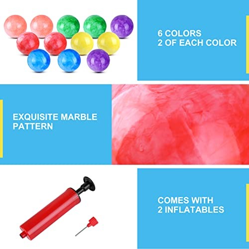 12 Pcs Bounce Bouncing Balls for Kids, 9 inch Marbleized Bouncy Inflatable - Picture 6 of 8