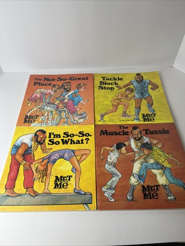 Rarität Vintage MR. T AND ME 1985 4 Bücher Lot The Muscle Tustle Tackle Block Stop..