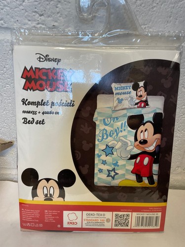 Disney Mickey Mouse Cot Bedding Set 135cm x 100cm / Pillowcase 60cm x 40cm - New - Picture 4 of 4