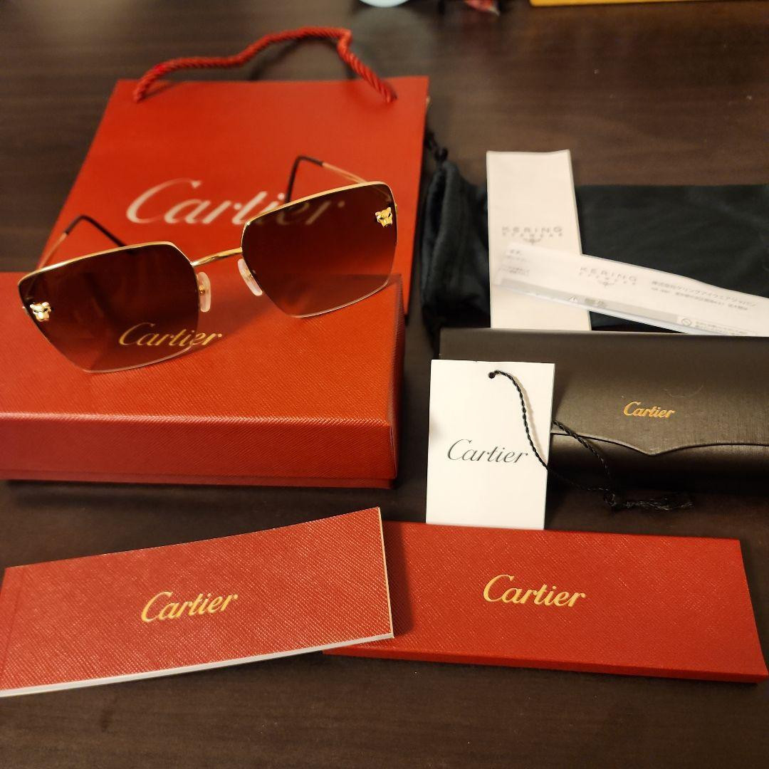 Cartier Sunglasses/Glasses Frame Panthère CT0333S 002 AUTH