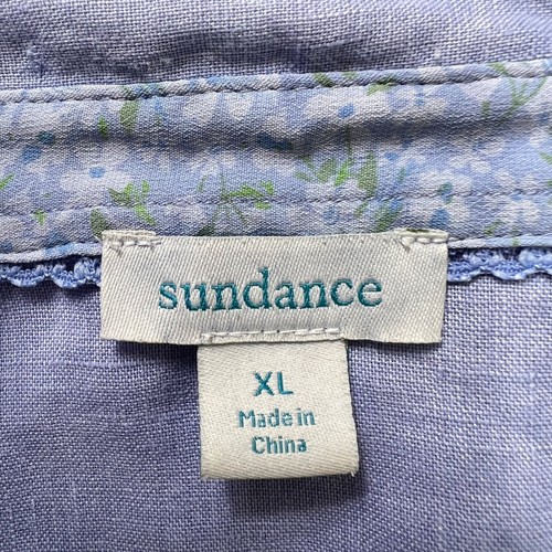 Sundance 100% Linen Snap Button Shirt Purple Blue Womens XL Western Roll-Tab Top - Picture 4 of 10
