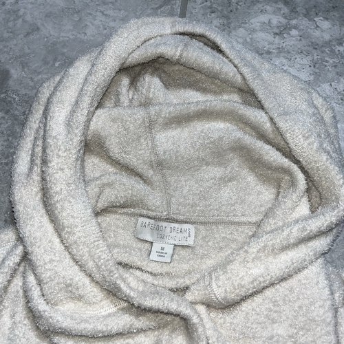 Barefoot Dreams CozyChic Lite Hooded Button Sweater Cardigan Jacket Beige M - Picture 12 of 12