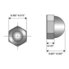 6-32 Black Acorn Cap Nuts, Stainless Steel 304 (18-8) Black Coating Acorn Nut...
