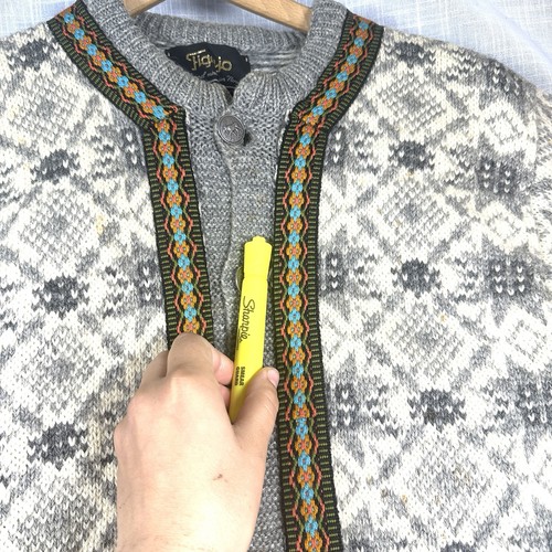 VTG Figgjo Sweater Womens Virgin Wool Made in Norway Nomadic Button Up Sz30 - Picture 13 of 16