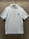 Peter Millar Polo Shirt Mens Medium Blue Stripe Golf Crown Crafted Knit IBIS