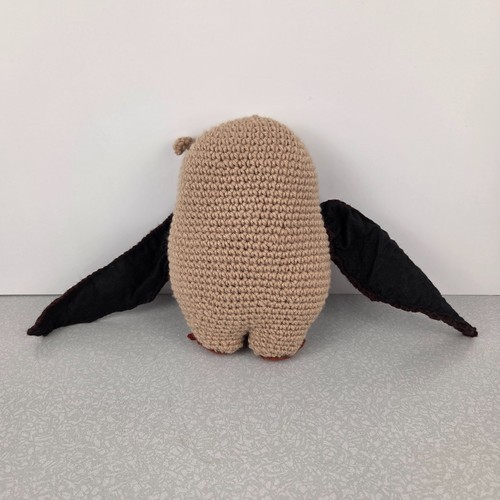 Peluche de búho de ganchillo hecho a mano marrón 8" de colección - Imagen 6 de 8