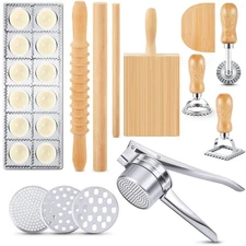 10 Pcs Pasta Making Tool Set Include Ravioli Maker Press, Gnocchi Board, Pota...