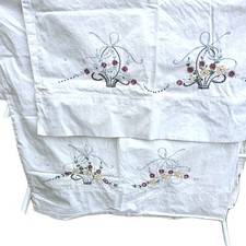 Lot Vintage Embroidered Pillow Cases 3 Pc