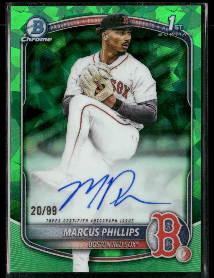 2025 Bowman Draft Sapphire Marcus Phillips #CPA-MP Green 20/99 1st Bowman Auto