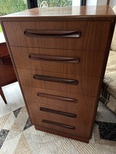G Plan Fresco Tallboy Chest of 6 Drawers, Teak mid century modern sleek 1960s 70