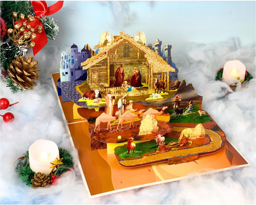 Tarjetas de Navidad de Belén con Etiqueta de Mensaje Sobre, Tarjetas de Navidad Religiosas... - Imagen 3 de 7