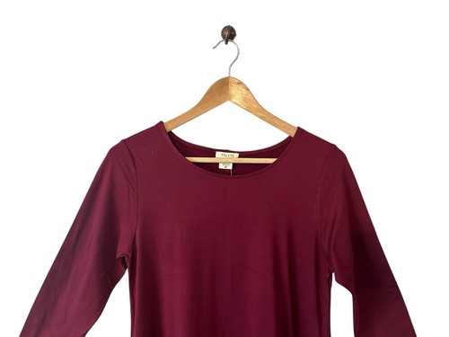 YELETE A-line Flowy Dress Pockets 3/4 Sleeves Burgundy Dark Red Boatneck MEDIUM - Picture 5 of 8