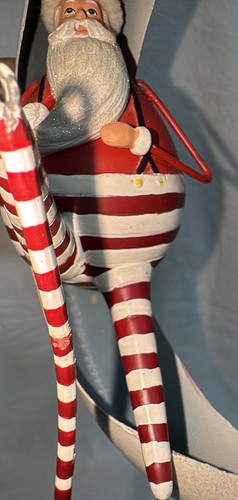 Vintage Department 56 Christmas Eve Long Leg Santa with Half Moon Ornament 6” - Picture 9 of 18