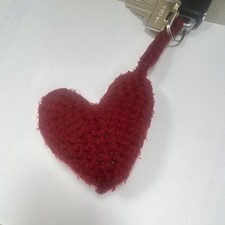 Red Crochet Yarn Heart Key Chain for Women, Handmade Cute Love Theme
