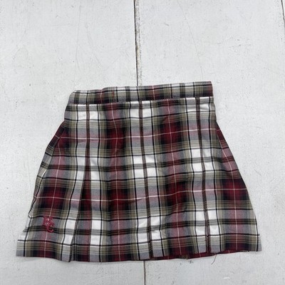 Lands End Skirt Girls 5 Red Plaid Pleated School Uniform Adjustable Waist