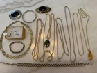 Mixed Lot Gold Tone Silver Tone Costume Jewelry Vintage-Now Chains Brooches Etc