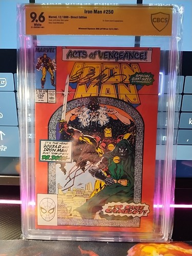 Iron Man #250 Edición Directa Firmado por Bob Layton CBCS 9.6 Grado - Imagen 1 de 2