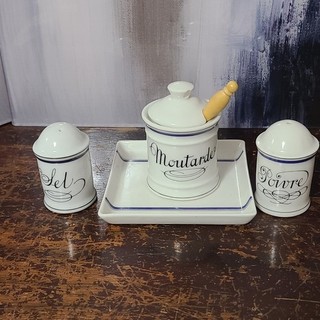 Ligne Marine Condiment Tray Salt Pepper And Mustard Made In France