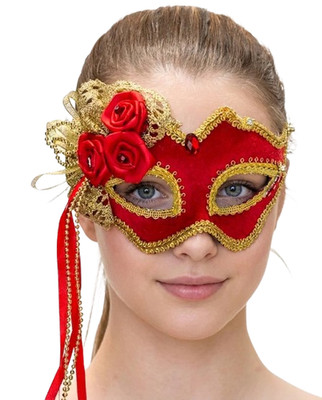 Romantic Red Color Beautiful Masquerade Mask