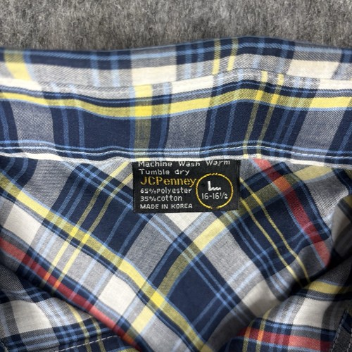 True Vintage JC Penny Pearl Snap Shirt Men's Large Plaid Western Long Sleeve 70s - Picture 3 of 8