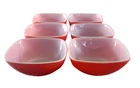Vintage Pyrex Square Hostess Bowls 410 Set of 6 Red Salad Dipping 1960s 12oz