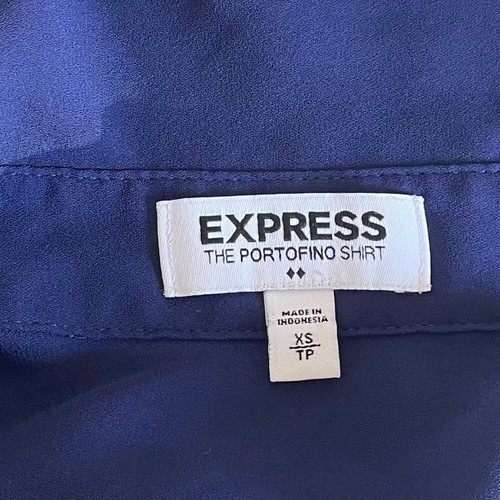 Express Navy Blue Collared Sleeveless Button Down Portofino Shirt, Size XS - Picture 5 of 9