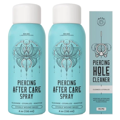 Essential Piercing Care Spray - 4oz Saline Solution for Keloids & Cleansing Duo image 3