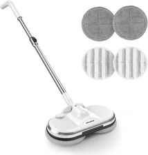 Electric Mop, AlfaBot WS-24 Cordless Spin Mop for Floor Cleaning, White 