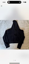 Black Cropped Zip-Up Hoodie Women s Size M 22 x 20