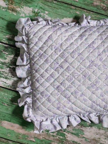 Vintage Norfolk Lavender Quilted Cushion Pillow Frill Edge Scented - Picture 3 of 15