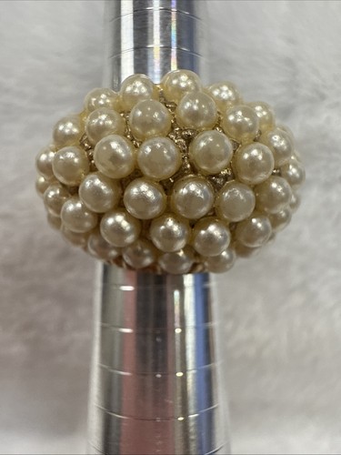 Vintage Perlen Cluster goldfarben Ring Größe 8 - Bild 9 von 11