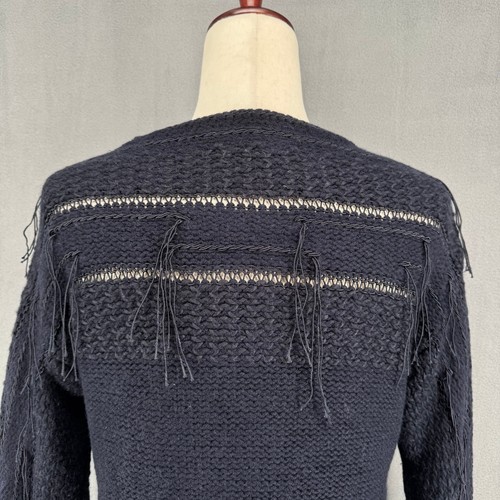 Sacai Luck 100% Wool Fringe Sweater 3 Western Boho Black Textured Knit Japan - Bild 10 von 15