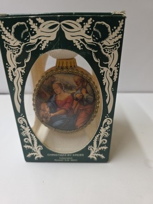 Christmas by Krebs Masters Painting On Silk Holy Family By Raffaello Ornament