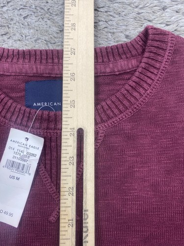 American Eagle Pullover Herren Medium burgunderrot Strick gerippt Rundhalsausschnitt Pullover neu mit Etikett - Bild 6 von 10