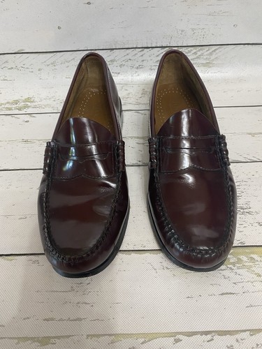 GH Bass Weejuns Mens Penny Loafers Sz 10 D Burgundy Leather Dress Slip On Shoes - Picture 3 of 10