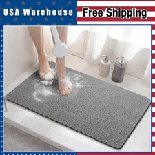 Quick Dry Grey Loofah Shower Mat 24x16 Non Slip Bathtub Mat with Drain Holes