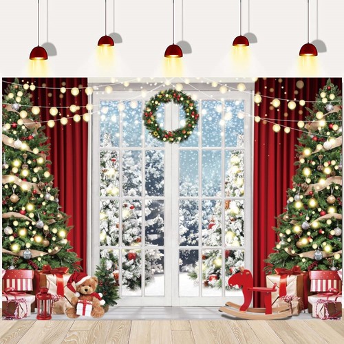 Telones de fondo de Navidad Árbol de Navidad Regalos Sombreros de Navidad Suministros de fiesta de Navidad - Imagen 1 de 10