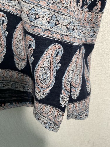NWOT Lucky Brand Navy MultiColor Paisley Short Slv. V-Neck Blouse Women Size XXL - Picture 3 of 9