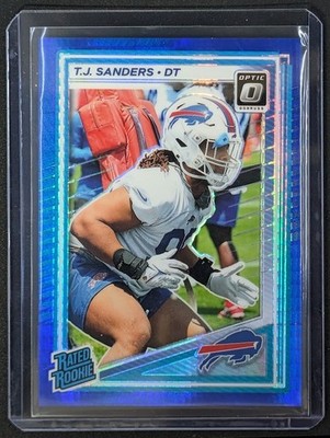 2025 Donruss Optic #226 T.J. Sanders Blue Hyper Prizm Rated Rookie RC Bills