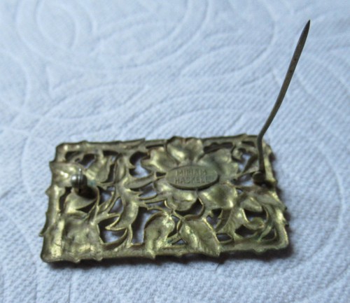 Vintage Miriam Haskell gestanzte Repousse Hartriegel Blume Floral Pin Brosche - Bild 4 von 6