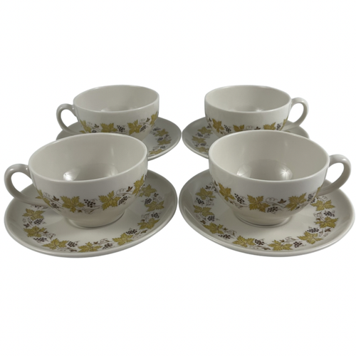 Syracuse Vintage Cups and Saucers Lot of 4 Carefree True Grape Yellow Leaves USA - Picture 1 of 13