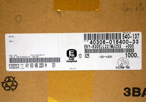 10pc Electrolytic Capacitor KY 220uF 63V +105℃ 7000hr Nippon Chemi-Con 10x25mm - Picture 4 of 6