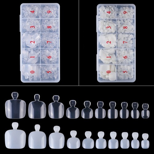 500 Pcs Artificial False Toe Nails Tip For Nail Art Decor Foot Manicure Tool Box - Picture 9 of 13