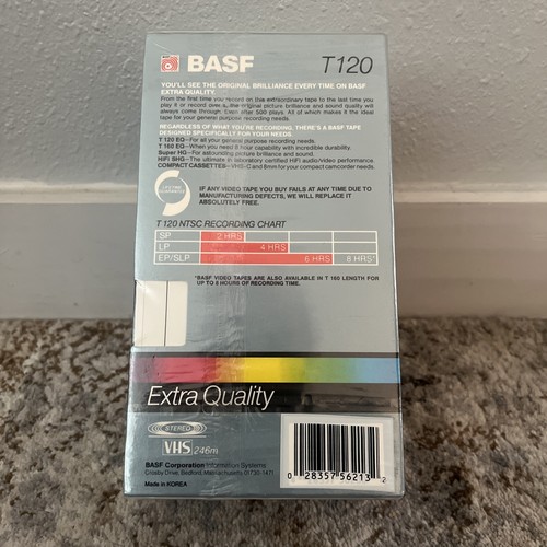 BASF T120 3 Pack Blank 6 Hour VHS Tapes Stereo Extra Quality New Sealed - Picture 3 of 4
